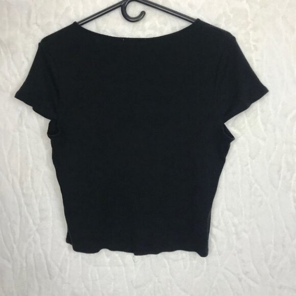 MADEWELL - Cropped Black Tee With Ties Up The Front Size M - Picture 3 of 5